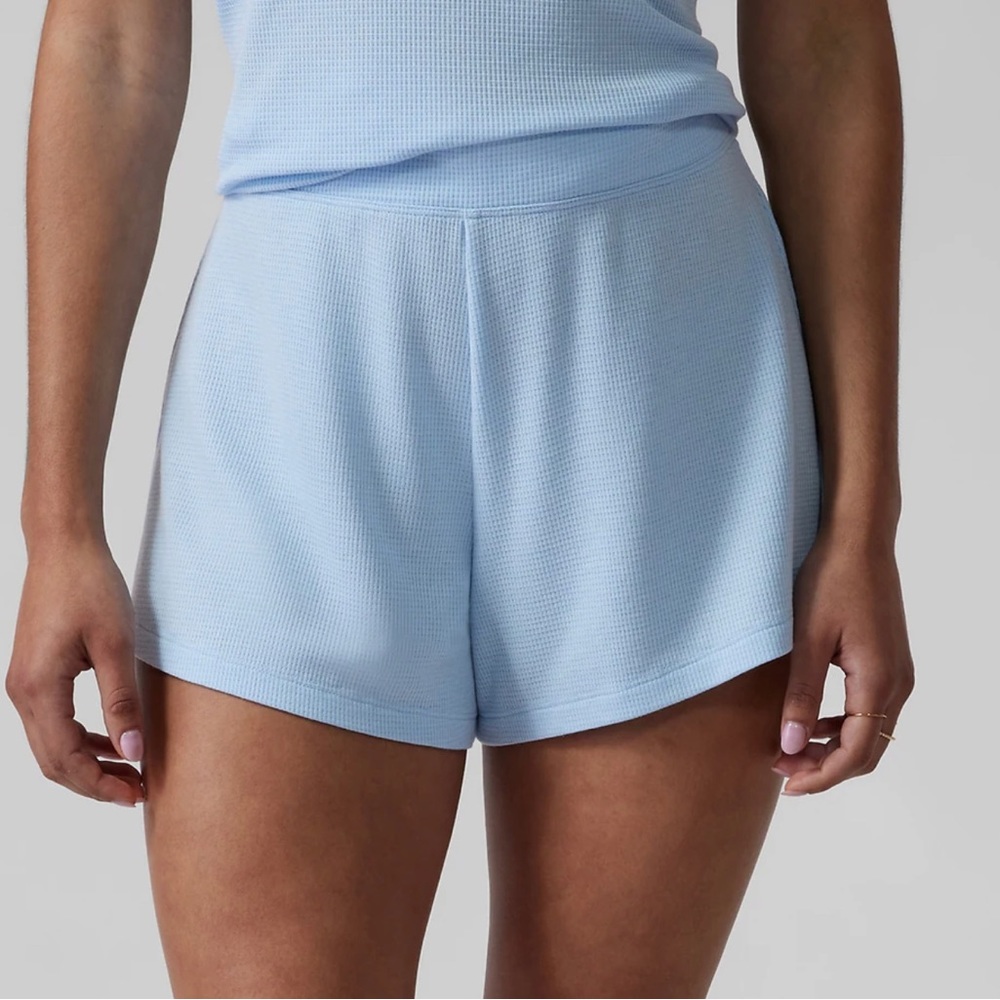 ATHLETA Wind Down Sleep Short- quarry blue - NWT - waffle pattern